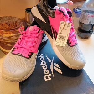 Reebok Women's Pink and Gray Running Shoes